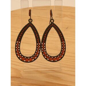 Kenneth Cole Orange Beaded Teardrop Dangle Earrings Boho Gothic Jewelry